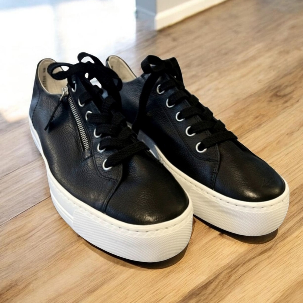 Paul Green Leather Skylar Lace Up Zip Platform Sneakers HTF Rare Sz 11